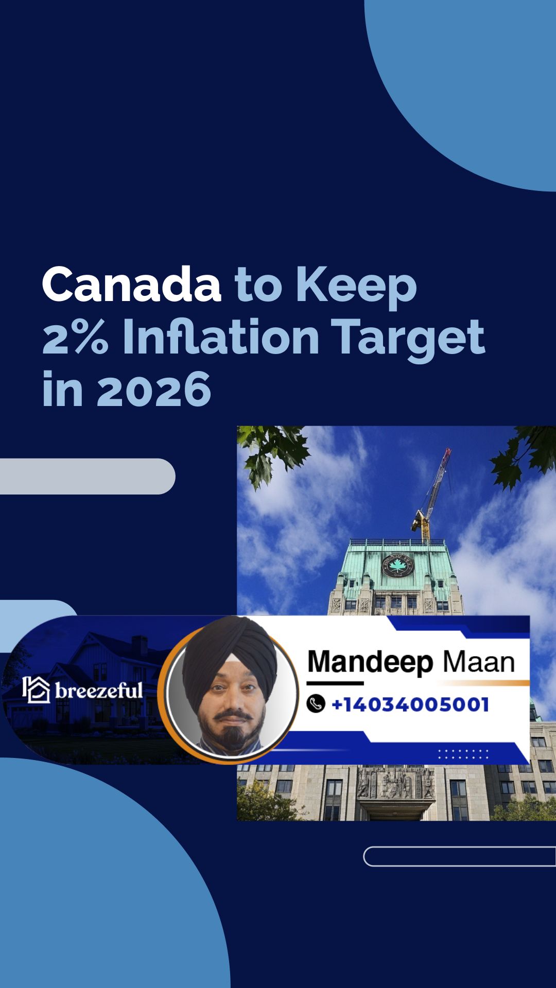 Canada to Keep 2% Inflation Target in 2026 | Tailored mortgage solutions to secure your dream home, start your process online with Mandeep Maan at breezeful Mortgages
